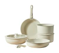 Juego de utensilios de cocina antiadherentes, ollas y sartenes de cerámica | Juego de sartenes antiadherentes para cocinar todos los días, utensilios de cocina que ahorran espacio para el hogar