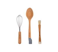 BERGNER Genius - Juego 3 Utensilios Batidor Y Exprimidor - Cuchara Sólida Con Medidas - Pincel De Repostería - Fabricados en Silicona y Madera de Haya - Sin BPA - Antiadherente