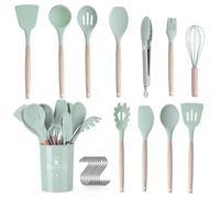 Juego de utensilios de cocina de 22 piezas, Juego de cucharones de cocina de silicona,con cucharón, espátula, cuchara, batidor, cepillo, apto para lavavajillas, resistente al calor