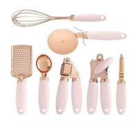 Juego de utensilios de cocina de 7 piezas con mango suave Prensa de ajo Pelador de verduras Cortador de pizza Cuchara de helado