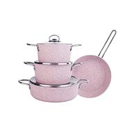 Juego de utensilios de cocina de 7 piezas de acero inoxidable sopa de gas sin palanca de granito sartén freír sartén utensilios de cocina