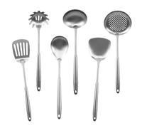 Juego de utensilios de cocina de acero inoxidable, 6 piezas, juego de utensilios de cocina de acero inoxidable, mango largo de metal, espátula de cocina de acero inoxidable, espátula de cocina, juego