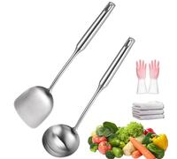 Juego de utensilios de cocina de acero inoxidable premium, herramientas de cocina de alta resistencia, resistentes al calor y aptos para lavavajillas (2PCS-A)