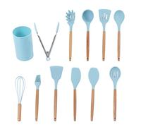 Juego de utensilios de cocina de Kukyller, 12 pcs Silicone Non Stick Cooking Utensils Set incluye cucharas Turner Spatula Tong con mango de madera para la cocina del hogar