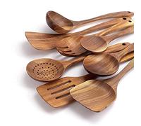 Juego de utensilios de cocina de madera de teca para cocinar, 8 piezas