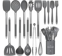 Juego de utensilios de cocina de silicona, 15 piezas, resistente al calor, con mango de acero inoxidable, no pegajoso, espátula