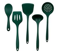 Juego de utensilios de cocina de silicona, herramienta de cocina no pegajosa, espátula, pala, sopa, utensilios de cocina, juego de 5 piezas, verde oscuro