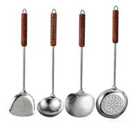 Juego de utensilios de cocina de titanio puro: espátula, cucharón de sopa, cuchara coladora y cuchara de arroz, herramientas de cocina sin metales pesados de grado alimenticio