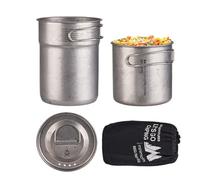 Juego de utensilios de cocina para camping, olla de cocina de acero inoxidable | Juego de ollas plegables portátiles de 2 con mango para Bushcraft Travel RV Camping College Dorm