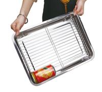 Juego de utensilios de cocina para hornear, de acero inoxidable con estante, sartenes para hornear, bandejas grandes y gruesas para hornear, bandeja de cocina duradera para frutas, verduras, carne