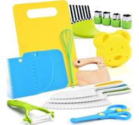 Juego de utensilios de cocina para niños pequeños - Juego de cuchillos de cocina seguros para niños pequeños para cocinar en la vida real co