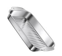 Juego de utensilios de cocina, sartén de acero inoxidable for asar con asas y plato de comida con fondo rayado(Deep,36 cm)