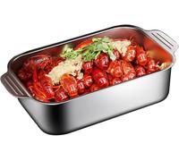 Juego de utensilios de cocina, sartén rectangular de acero inoxidable for asar/asar con asas, 5 tamaños, cazuela for lasaña y bandeja for hornear pescado.(Deep,51 cm)