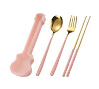 Juego De Utensilios De Servicio | Servicio De Cubiertos De Acero Inoxidable,Set De Mesa Portátil Con Bagettes Cucharas Tenedores Para Casa Escuela Cenas