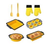 Juego de Utensilios de Silicona para Horno,Bandeja Apilable - Con manoplas, rascador y cepillo, set con molde de silicona de horneado | Resistente al Lavavajillas, para Magdalenas, Pan, Galletas, Cup