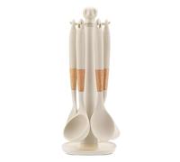 Juego de Utensilios de Silicone - Set de 7 Piezas con Mango Largo, Alimenticio | Cucharas de Cocina, Cucharón y Espátula,Para Ollas Sartenes Antiadherentes, Horneado, Mezcla, Hogar, Restaurante,