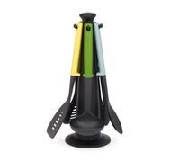 Joseph Joseph Duo Utensilios de Cocina, 5 piezas con Soporte Giratorio, Accesorios de cocina resistentes al Calor y con Mangos en silicona, Multicolor