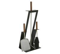 Juego de utensilios para chimenea (3 pzs., Negro, Altura: 61 cm)