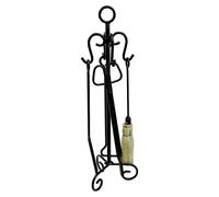 Juego de utensilios para chimenea Argolla (4 pzs., Negro, Altura: 70 cm)