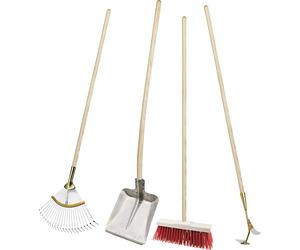 Juego de útiles jardinería y paisajismo FLORA, pala de aluminio, escoba para calle, escoba para hojarasca, limpiador de bordillos
