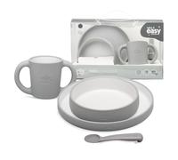 Juego de Vajilla Bebe Interbaby | Set Vajilla Infantil 5 Piezas Plato Llano, Bo, Cuchara, Tenedor y Vaso Antigoteo Aprendizaje | Apta para Microondas y Lavavajillas, Mayores de 6 Meses