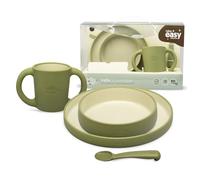 Juego de Vajilla Bebe Interbaby | Set Vajilla Infantil 5 Piezas Plato Llano, Bo, Cuchara, Tenedor y Vaso Antigoteo Aprendizaje | Apta para Microondas y Lavavajillas, Mayores de 6 Meses