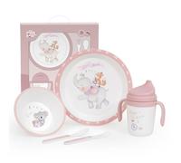 Juego de Vajilla Bebe Interbaby | Set Vajilla Infantil 5 Piezas Plato Llano, Bo, Cuchara, Tenedor y Vaso Antigoteo Aprendizaje | Apta para Microondas y Lavavajillas, Mayores de 6 Meses
