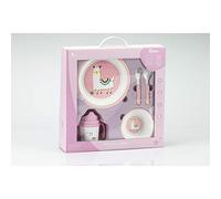 Juego de Vajilla Bebe Interbaby | Set Vajilla Infantil 5 Piezas Plato Llano, Bo, Cuchara, Tenedor y Vaso Antigoteo Aprendizaje | Apta para Microondas y Lavavajillas, Mayores de 6 Meses