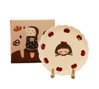 Juego De Vajilla Cerámica Para El Hogar Plato Cuenco Arroz Cuchara Niña Cena Aperitivo Desayuno Postre Nido Pájaro Ensalada Fruta Helado Sopa Pasta (Placa D de 8 pulgadas)