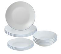 Juego de Vajilla de 12Pzs Blanco con borde azul San Ignacio