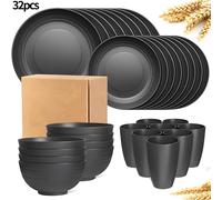 Juego de vajilla de 16/32 piezas, platos, tazones y vasos, para el hogar, días familiares, camping, picnic, fiestas, suministros de cocina, complementos de vajilla