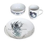 Juego de vajilla de 3 piezas de Harry Potter (Always Design) taza de café, plato y cuenco en caja de regalo de presentación - Producto oficial