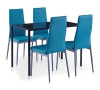Juego de vajilla de 5 piezas, color azul, moderno juego de vajilla para el uso diario, duradero y apto para lavavajillas, ideal para familias y hogares pequeños