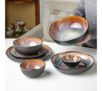 Juego De Vajilla De Cerámica, Vajilla Esmaltada Gruesa Resistente Al Calor, Platos Y Cuencos Artísticos Hechos A Mano Modificados En Horno (4 Person Suit)