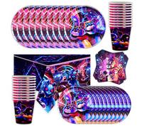 Juego de Vajilla de Fiesta de Oso De Medianoche, DecoracióN de Fiesta de Cumpleaños, Taza de Oso de Peluche, Plato, Taza, Mantel, Servilleta, Fiesta Infantil, Adecuado Para 20 Personas