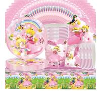 Juego de vajilla de fiesta de princesa, Doyomtoy Serve para 20 invitados, Princess Peach Cumpleaños, Vajilla para fiestas, manteles, platos, tazas, servilletas para accesorios de fiesta de cumpleaños
