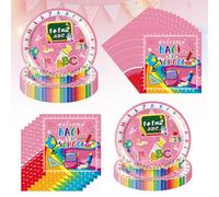 Juego de vajilla de fiesta para comienzo del colegio, decoración para 20 invitados, número ABC, plato de papel, servilletas, decoración de mesa para niños y niñas, comienzo escolar, introducción