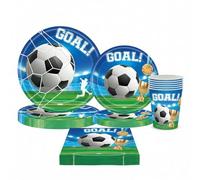 Juego de vajilla de fútbol para 20 invitados, juego de vajilla de papel de fútbol para fiesta de fútbol, vajilla de fiesta de fútbol, incluye tazas, toallas de papel, platos (fútbol)