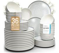 Juego de Vajilla de Gres Ibiza para 12 Personas - 36 Piezas, Set de Vajilla para Lavavajillas y Microondas - Moderno Juego de Platos - Servicio de Mesa Pure Living en Beige Claro