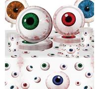 Juego De Vajilla De Halloween Para Ojos Sanguinolentos Con Globos De Aluminio Para Platos De 7 Pulgadas Y 9 Pulgadas, Para DecoracióN De Fiestas,Halloween,NiñOs,Adultos,Hogar, Escuela
