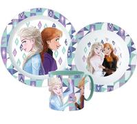 Juego de vajilla de personajes de dibujos animados de Frozen, 3 piezas, plato, cuenco y taza, plástico reutilizable sin BPA, apto para microondas (congelado)