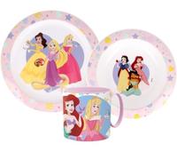 Juego de vajilla de personajes de dibujos animados de princesa, 3 piezas, plato, cuenco y taza, plástico reutilizable sin BPA, apto para microondas (princesa)