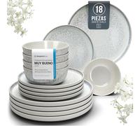 Juego de Vajilla de Steingut Ibiza para 6 Personas - 18 Piezas, Set de Vajilla para Lavavajillas y Microondas - Moderno Juego de Platos - Servicio de Pure Living en beige claro