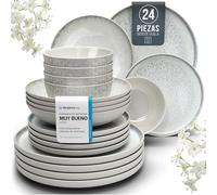 Juego de Vajilla de Steingut Ibiza para 6 Personas - 24 Piezas, Set de Vajilla para Lavavajillas y Microondas - Moderno Juego de Platos - Servicio de Pure Living en beige claro