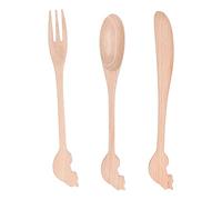 Juego de vajilla de, utensilios reutilizables hechos a mano, cuchara de sopa portátil, tenedor, cuchillo para cocina, Picnic, Hotel, hogar, de haya, 3 uds.