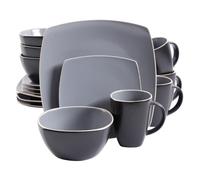 Juego de vajilla Gibson Home Soho Lounge de 16 piezas de gres cuadrado suave en gris mate