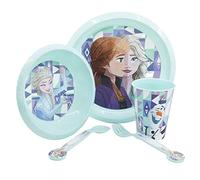 Set vajilla infantil reutilizable de 5 piezas: vaso, plato, cuenco y cubiertos de Frozen