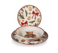 Juego de vajilla navideña H&H de 18 piezas, Abrazos de Osito de Peluche (Gross)