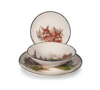 Juego de vajilla navideña H&H de 18 piezas, Bosques Dorados (Gross)