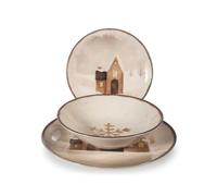 Juego de vajilla navideña H&H de 18 piezas, Resplandor de Canela (Gross)